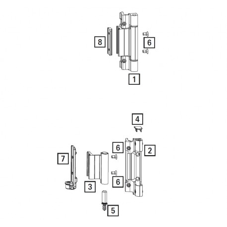 728734 - Kit paumelles OF 90kg N°1 argent