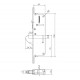 773354 - Serrure H600 Fasteo 40/70/7 2 crochets + 2 galets